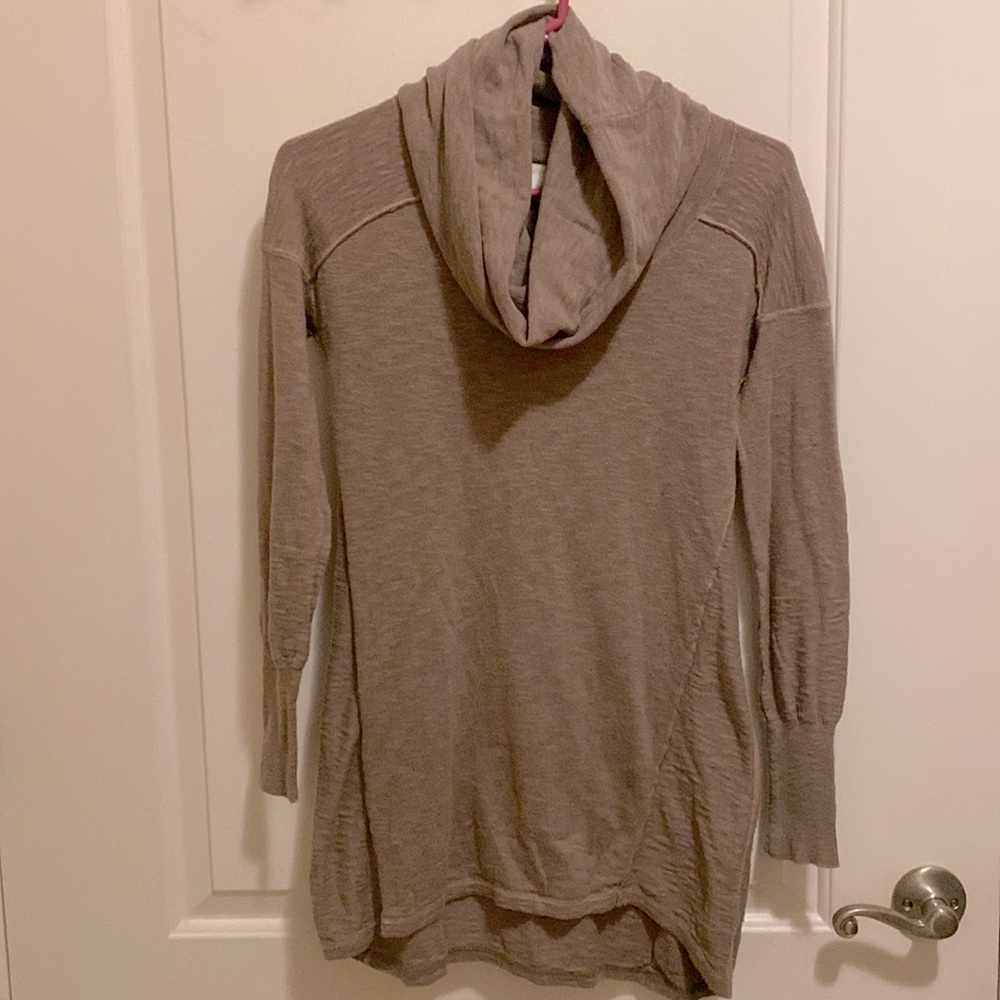 XS brown cowl neck sweater by Ruby Moon. Brown has tan tones.